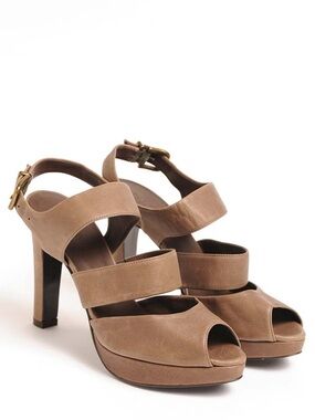 J. Crew Collins Suede Peep Toe Heel Sandals